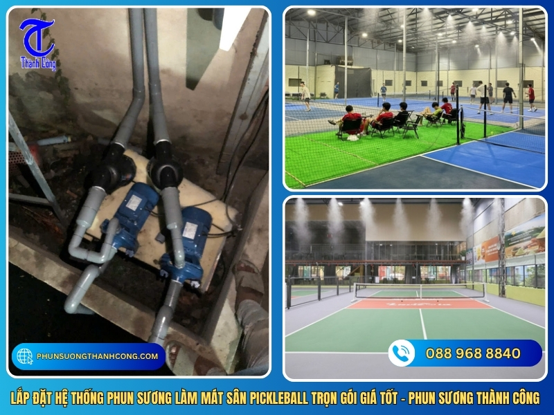 lap dat he thong phun suong lam mat san pickleball tron goi gia tot phun suong thanh cong