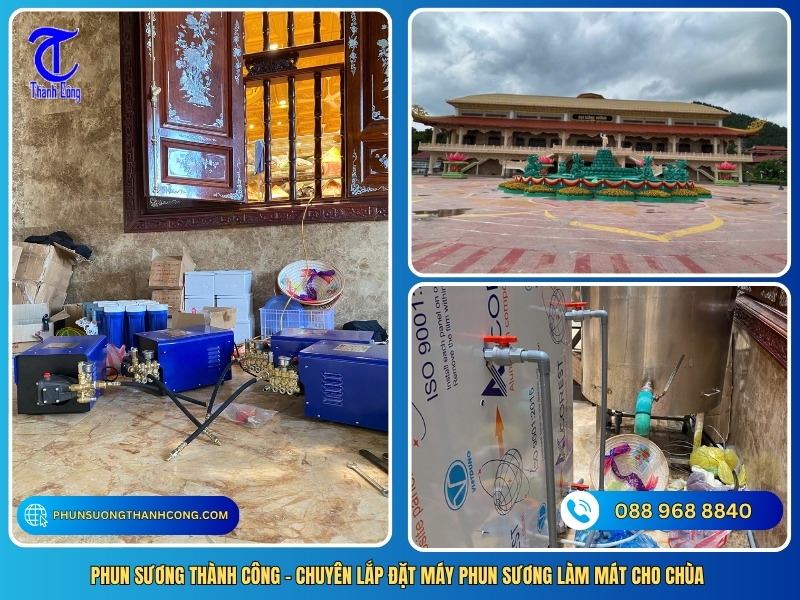 phun suong thanh cong chuyen lap dat may phun suong lam mat cho chua